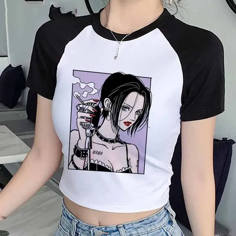 Nana Anime Merchandise - 나나 일본 애니메이션 반팔 크롭탑 티셔츠,