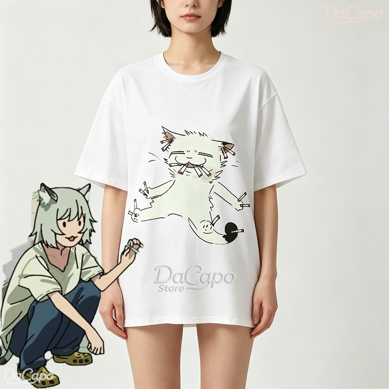 Chainsmoker Cat Yaniko Satou 귀 - Anime Merchandise T-Shirts 리뷰 및 가격