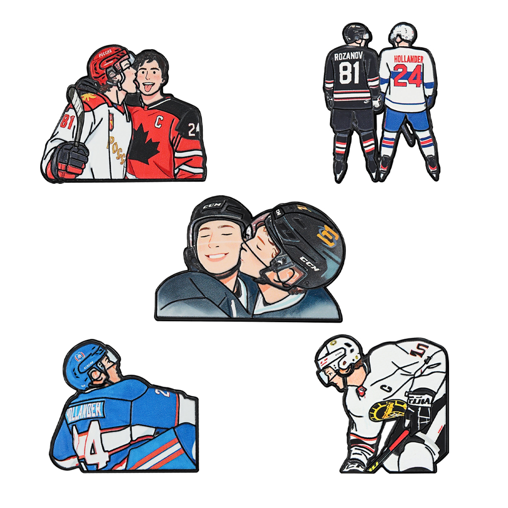 5pcs 가열식 라이벌리 만화 아이스하키 선수 브로치  - Enamel Pin Set 리뷰 및 가격
