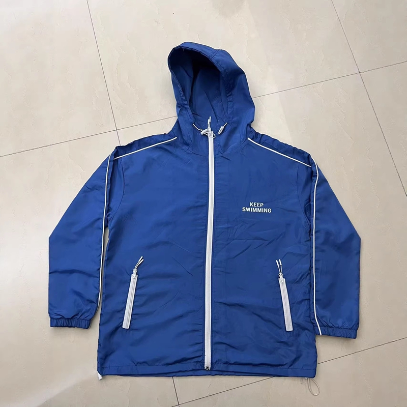 Kpop Keep Swimming 프린트 지퍼 블루 후 - Windbreaker Anime Merchandise 리뷰 및 가격