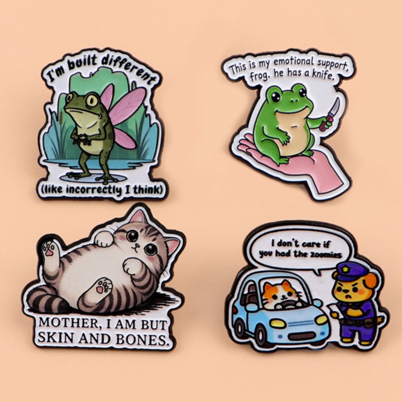 귀여운 개구리 고양이 강아지 만화 캐릭터 에나멜 핀 브 - Enamel Pin Set 리뷰 및 가격