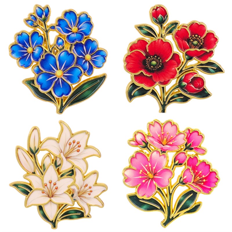 귀여운 빈티지 다채로운 꽃무늬 에나멜 핀 백합 벚꽃 양 - Enamel Pin Set 리뷰 및 가격
